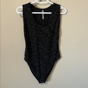 Intimately Free People Secret Sides Bodysuit Marbled Ribbed Knit Snap Bottom Med